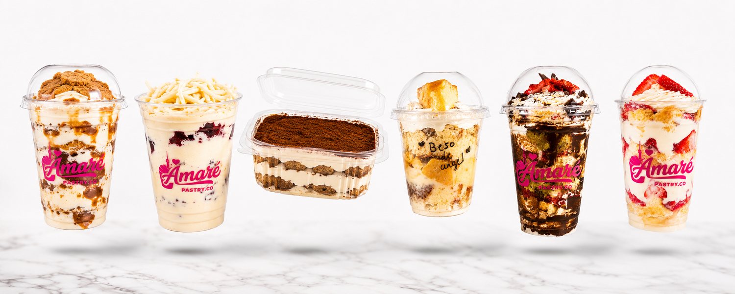 The Amaré dessert cup lineup